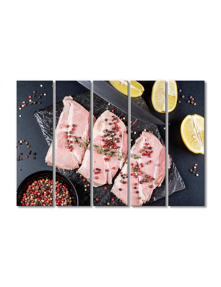 Картина модульная Свиное филе, декор для ресторана 5 модулей 70x105 см