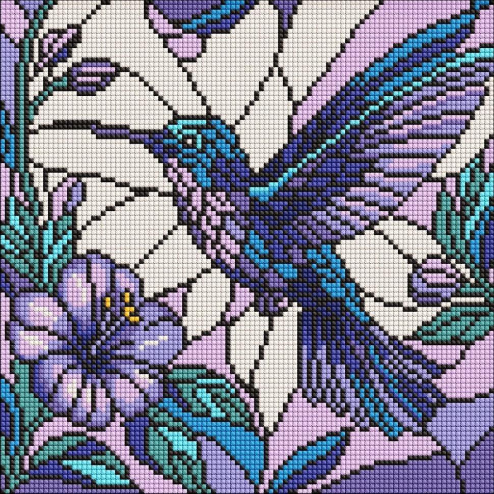 Алмазная мозаика Ideyka Витраж - Колибри 30х30 см (AMO8319)