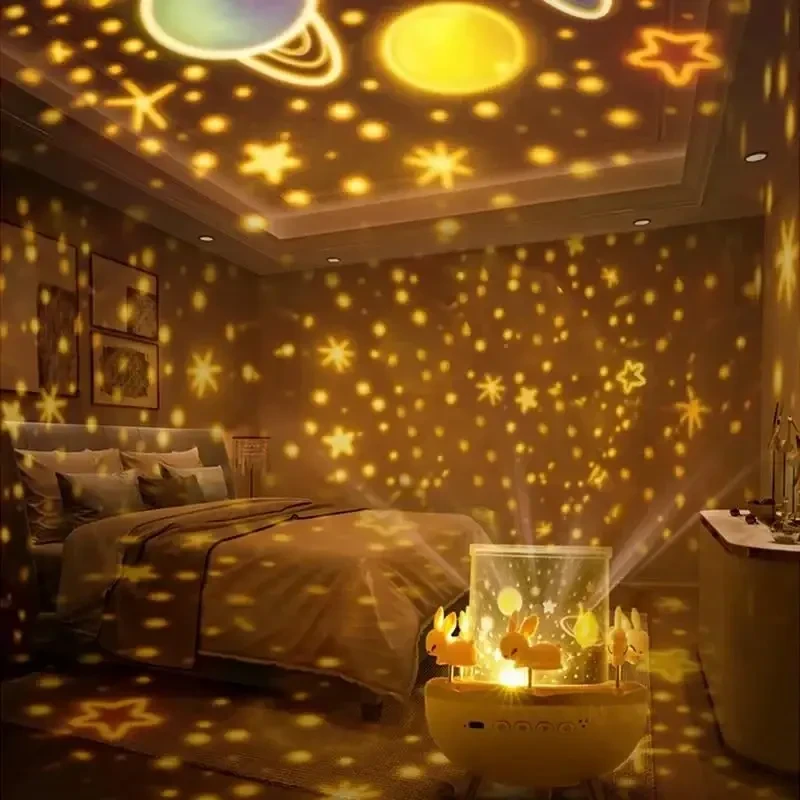 Ночник-проектор музыкальный Карусель кроликов Bluetooth и пультом (24984733) - фото 5 Ночник-проектор музыкальный Карусель кроликов Bluetooth и пультом (24984733) - фото 5