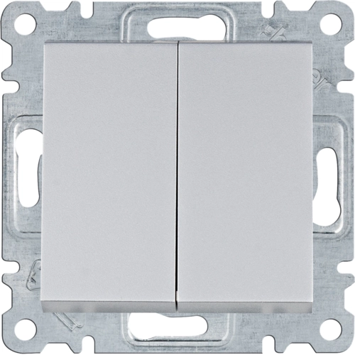 Выключатель двухклавишный Hager Lumina Серебряный (WL0042) Выключатель двухклавишный Hager Lumina Серебряный (WL0042)