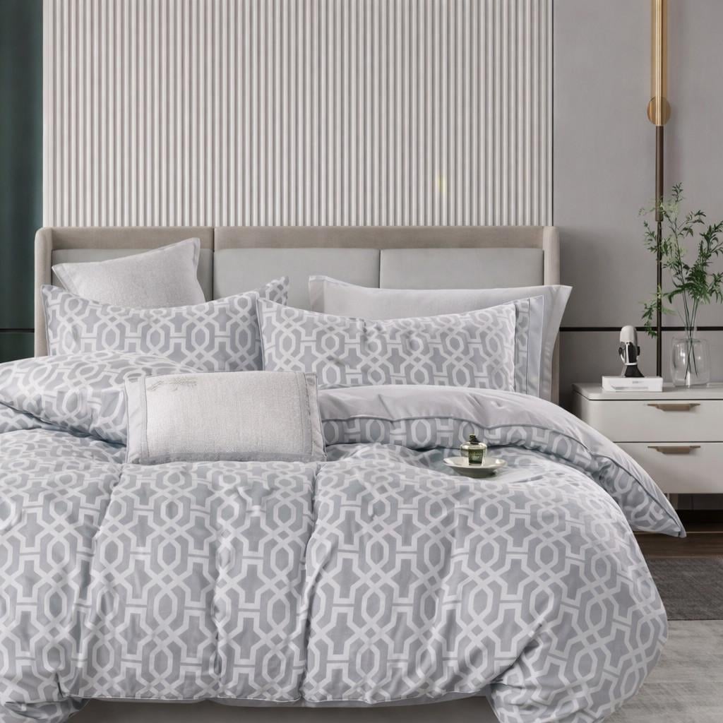 Комплект постельного белья Діма с компаньоном семейный хлопок Серый с узорами (2916658600)