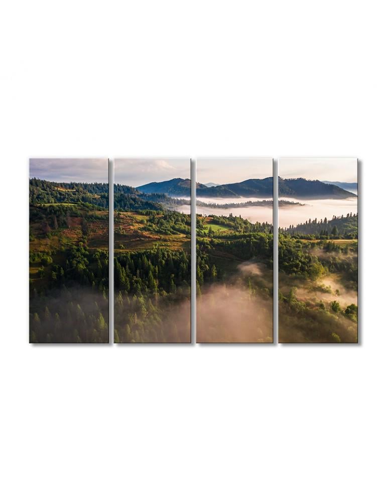 Картина модульная Пейзаж Лес в тумане 4 модуля 70x105 см