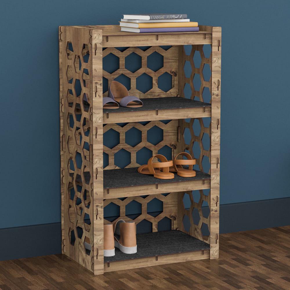 Полка для обуви деревянная Hexagonica Honeycomb на 4 полки 900х528х345 мм (111162) - фото 2