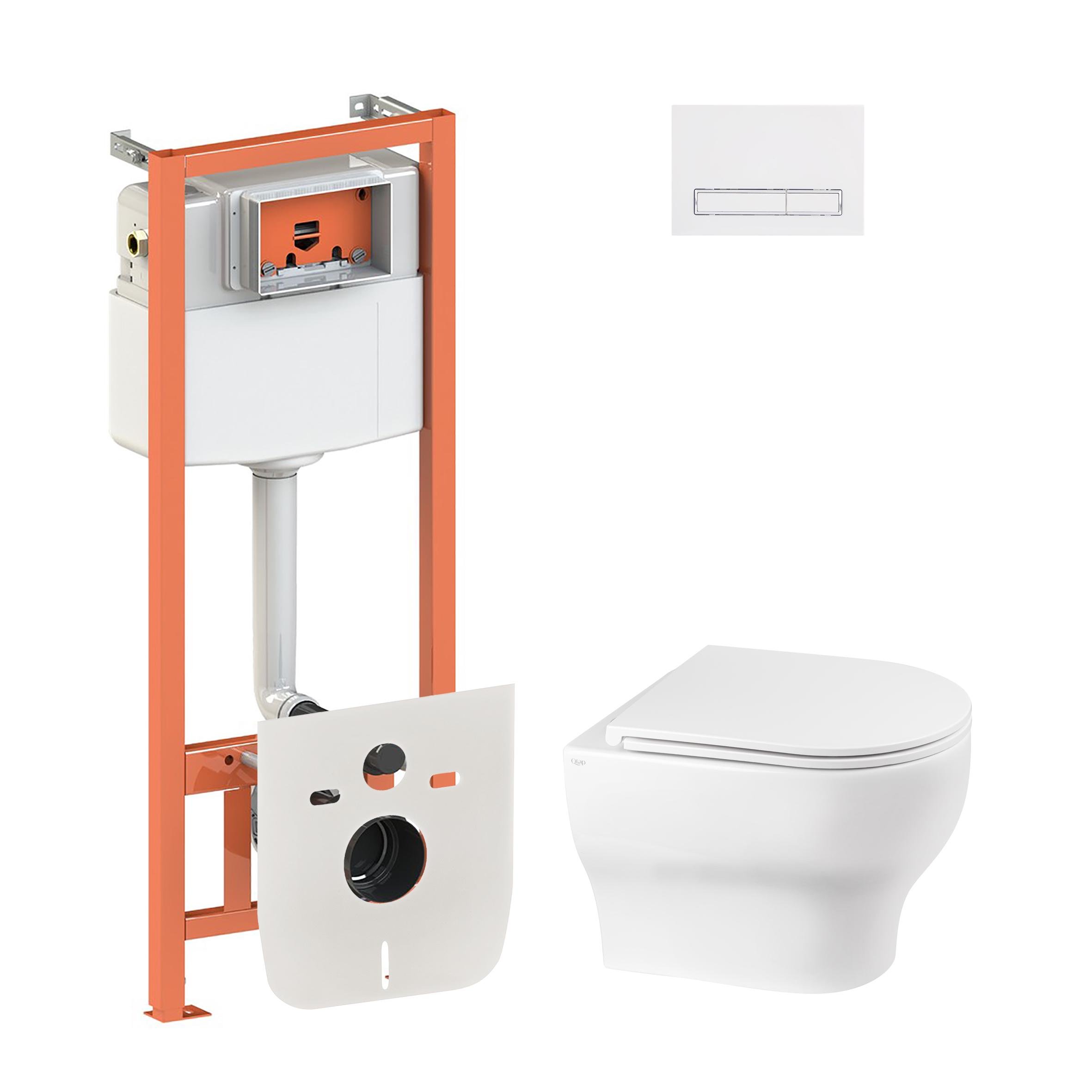 Комплект инсталляции Q-tap Nest QT0333063ERW0133M425M08V1384W с унитазом кнопка Белый (124685)