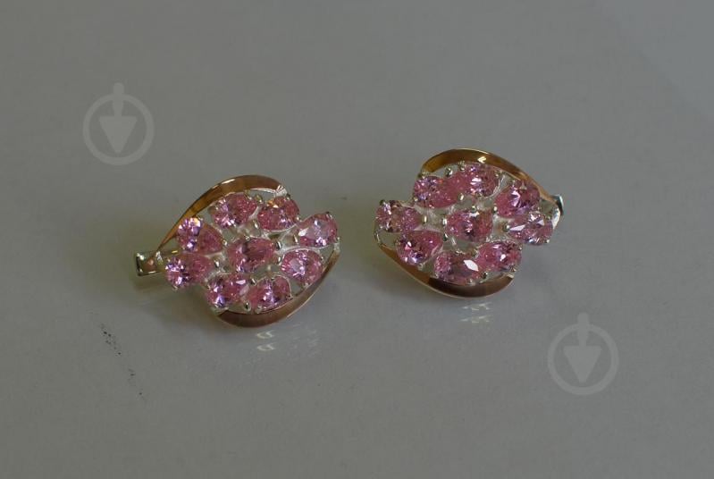 Серьги серебренные Sil Myau с золотыми вставками 082s-4 Розовый (Sil-689)
