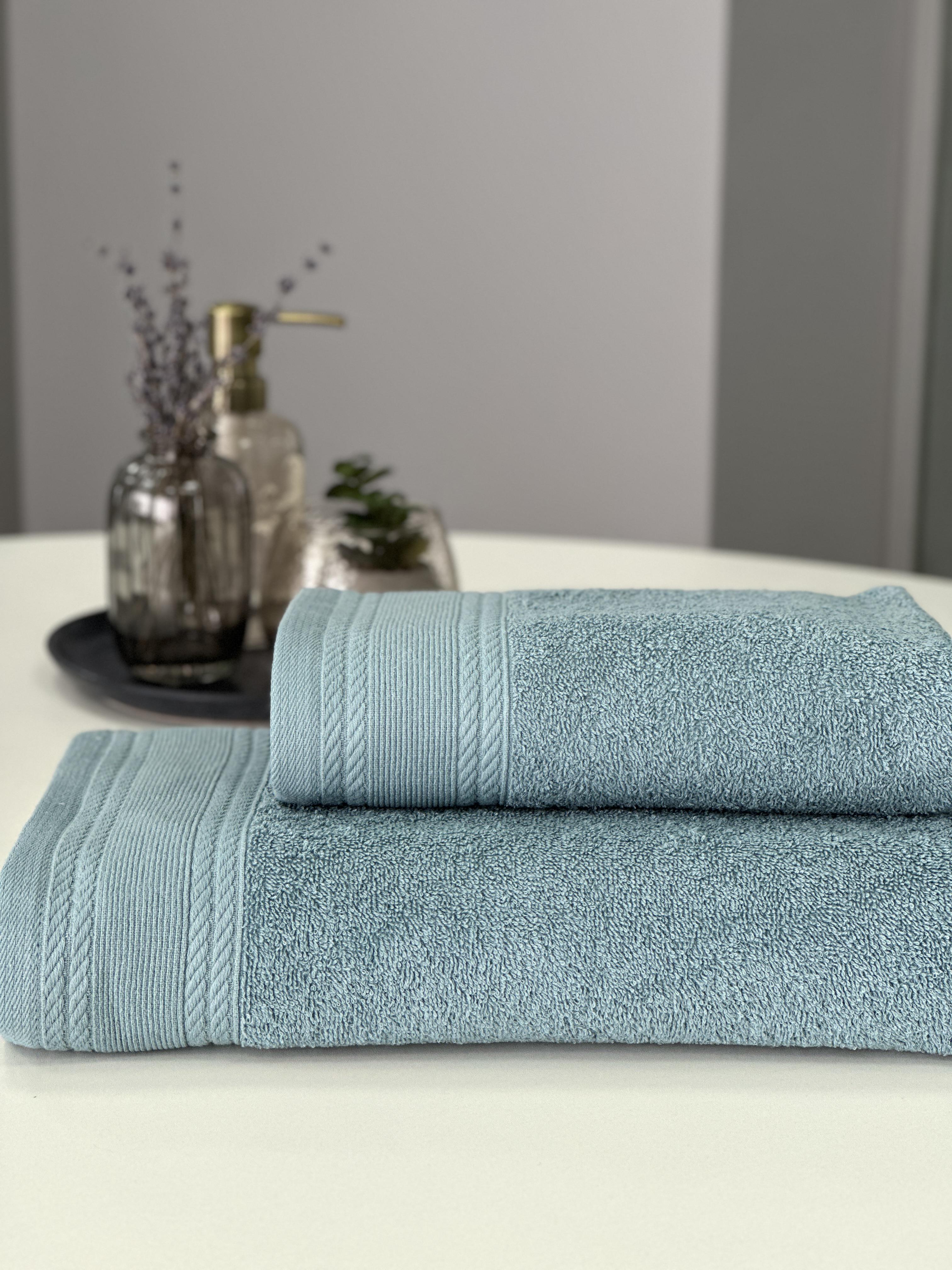 Комплект махровых полотенец Легкий бриз 450 г/м2 100% хлопок 50х90/70х140 см Лазурный - фото 6
