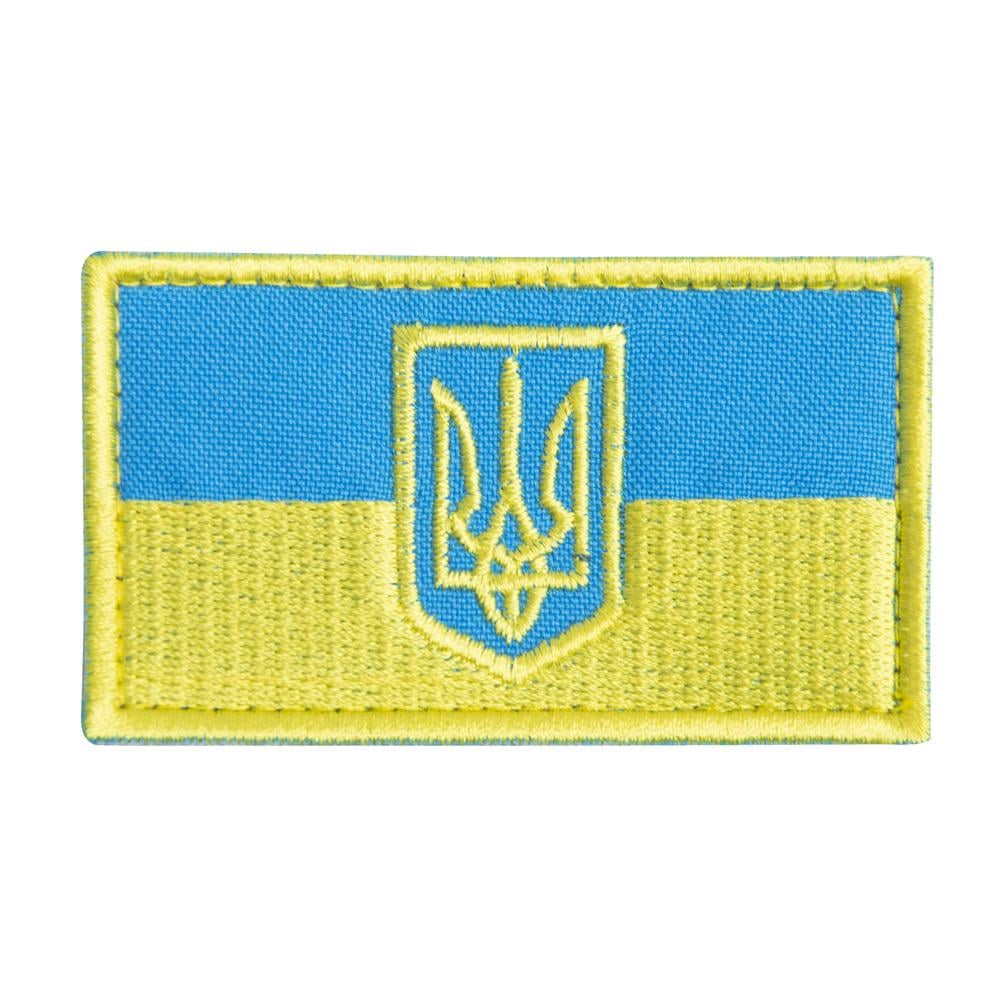 Шеврон на липучке Флаг с Трезубцем полевая версия на кепку 4,5х8 см (20346)