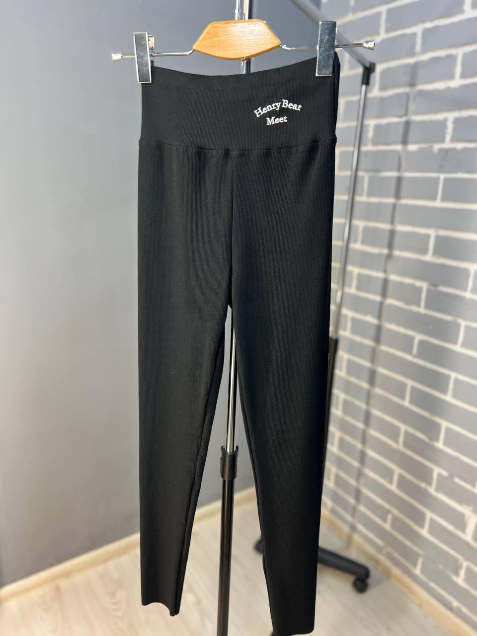 Лосины женские A-N 9608 из хлопка мелкий рубчик широкий пояс с вышивкой OS Черный (1610) - фото 4 Лосины женские A-N 9608 из хлопка мелкий рубчик широкий пояс с вышивкой OS Черный (1610) - фото 4