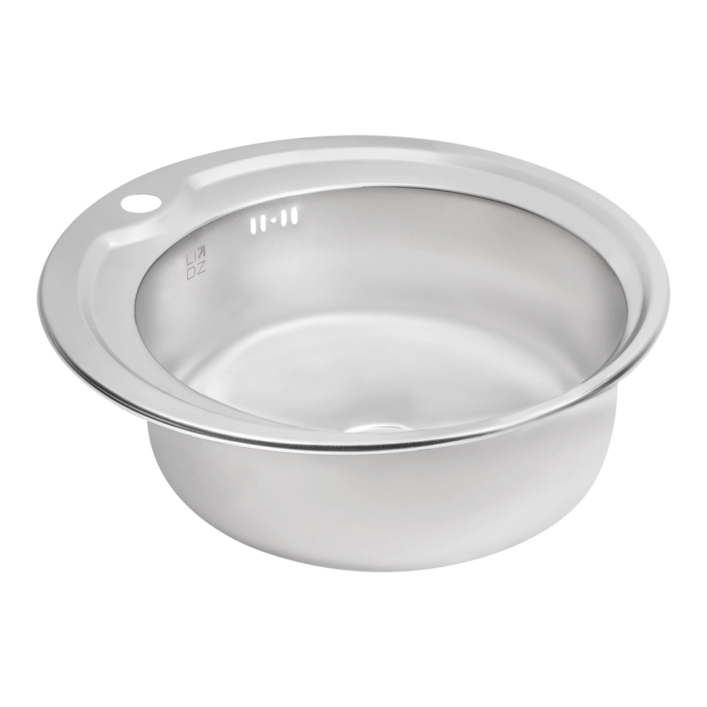 Мийка кухонна Lidz 510-D з нержавіючої сталі кругла врізна 0,8 мм Satin