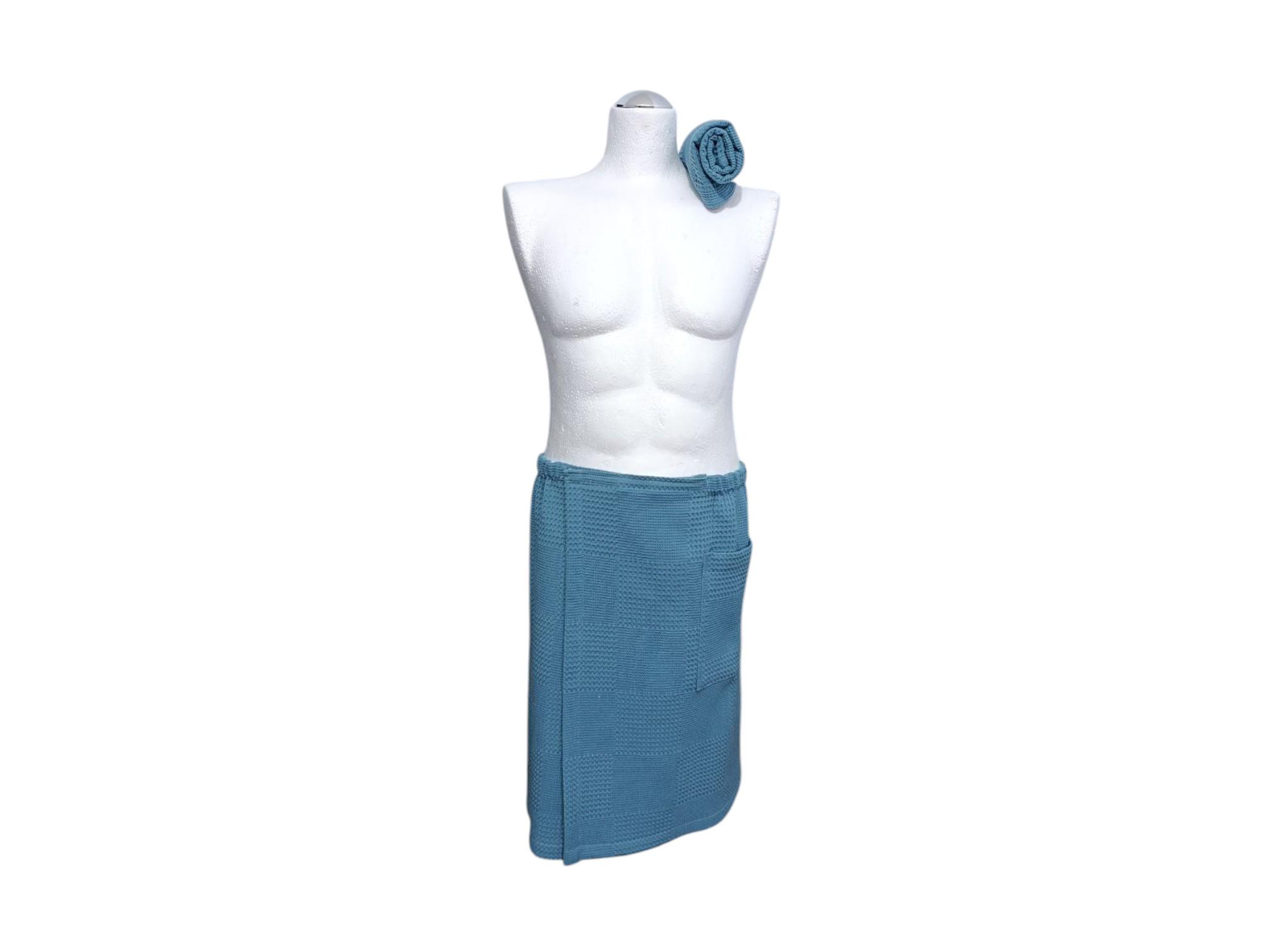 Набір банний чоловічий Кілт короткий р. 42-48 та рушник для обличчя 50х90 см Петроль (2457483500)