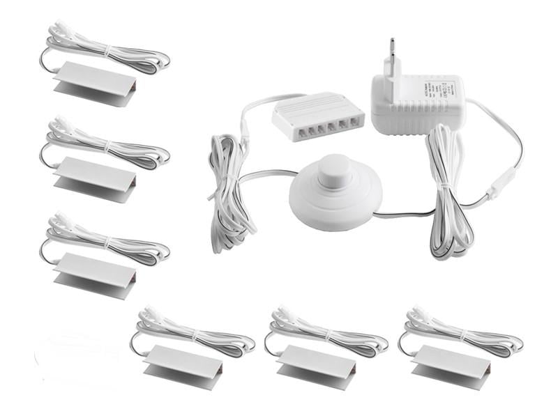 Комплект светодиодных клипс алюминиевых LEDUA для подсветки стеклянных полок 6шт 220В красный (54121585) Комплект светодиодных клипс алюминиевых LEDUA для подсветки стеклянных полок 6шт 220В красный (54121585)