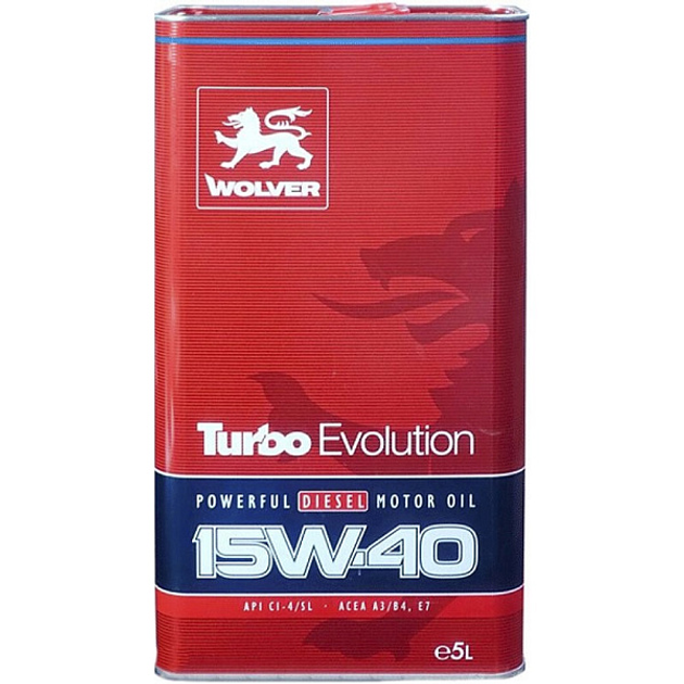 Мастило мінеральне Wolver Diesel Turbo Evolution CI-4/SL A3/B4 E7 15W-40 5 л (857248)
