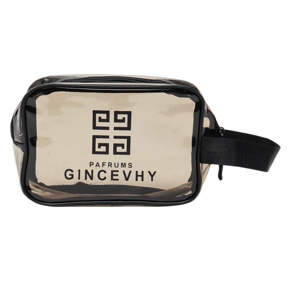 Косметичка дорожная Stenson Travel R97537-M из ПВХ 24x14,5x9 см Бежево-черный (625682)