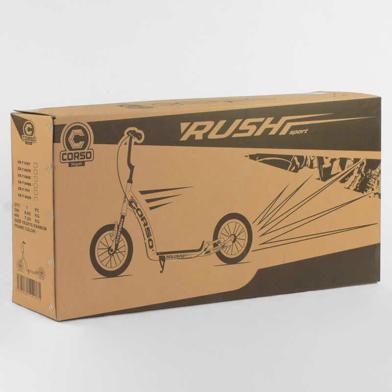 Самокат детский Corso надувные колеса 12" ручной передний тормоз Black (86792) - фото 8 Самокат детский Corso надувные колеса 12" ручной передний тормоз Black (86792) - фото 8