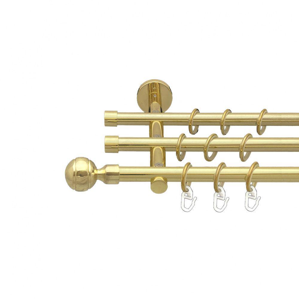 Карниз для штор Orvit Паола трехрядный гладкий 20 см 160 см Золотой (00-00014727)