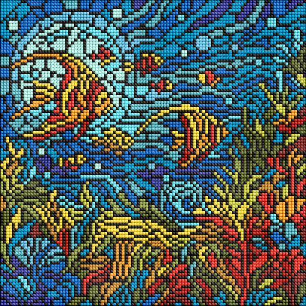 Алмазная мозаика Ideyka Витраж Морской мир 30x30 см (Id-AMO8324)