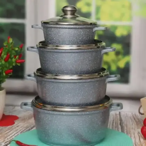 Набір каструль із мармуровим покриттям 8 предметів Benson BN-379 - фото 2