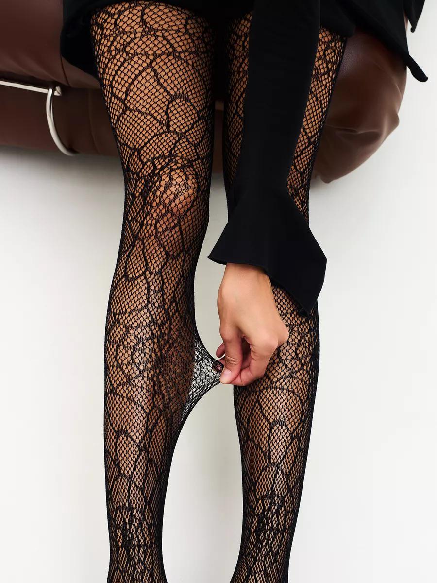 Колготки с рисунком паутины ажурные капроновые сетчатые XS-3XL - фото 6 Колготки с рисунком паутины ажурные капроновые сетчатые XS-3XL - фото 6