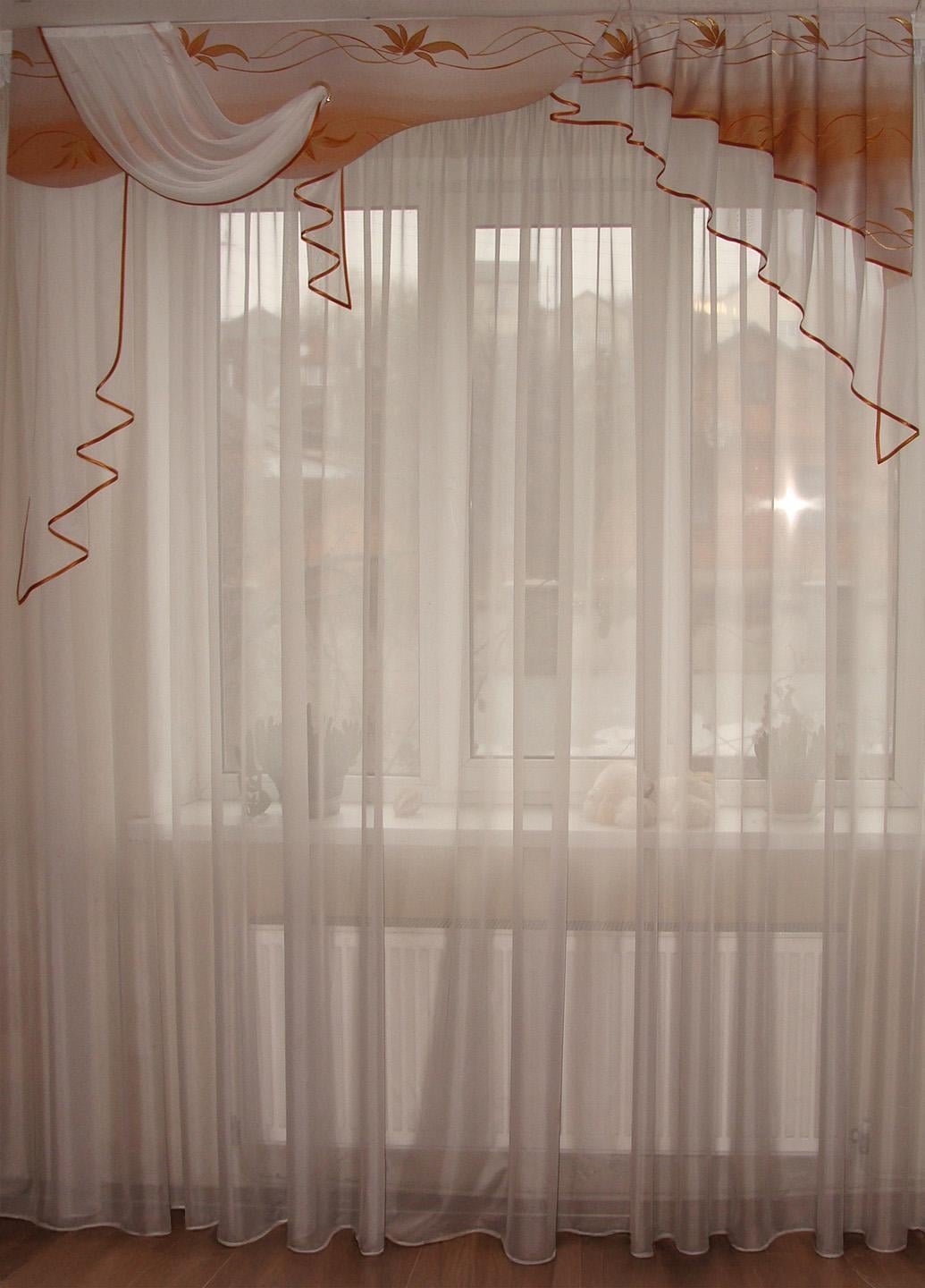 Ламбрекен жесткий Firanka Стайл 2 м Бежевый с золотым (49_9ж)