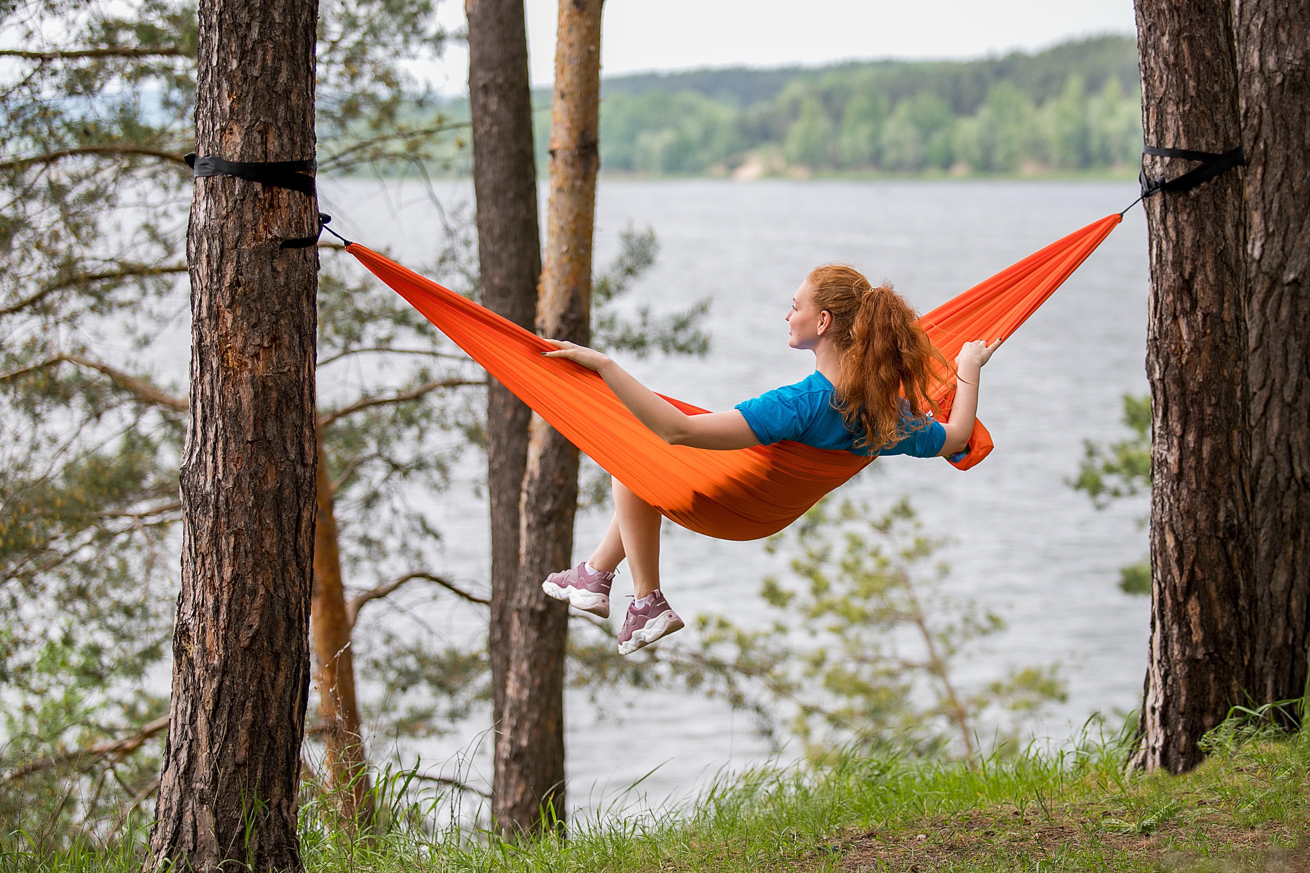 Гамак подвесной двухместный/туристический Eco на 180 кг с чехлом и креплениями 300х145 Оранжевый - фото 3 Гамак подвесной двухместный/туристический Eco на 180 кг с чехлом и креплениями 300х145 Оранжевый - фото 3