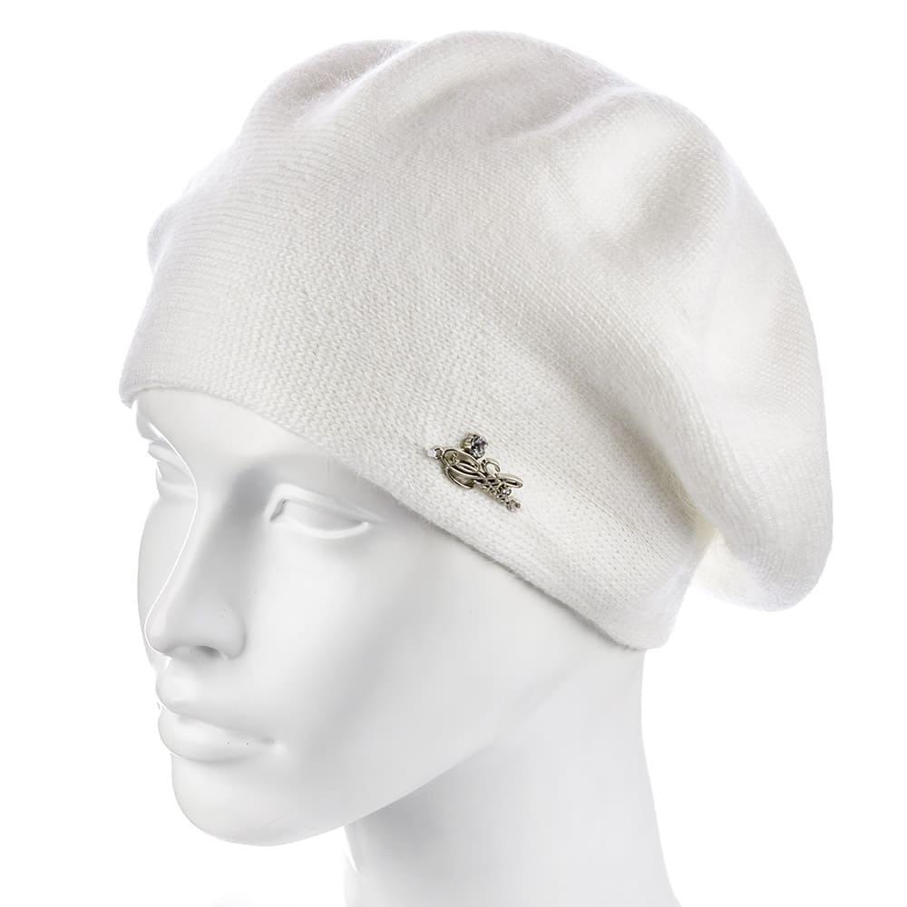 Берет женский Actrics WH774 из ангоры двойной на ножке L/57-58 Белый