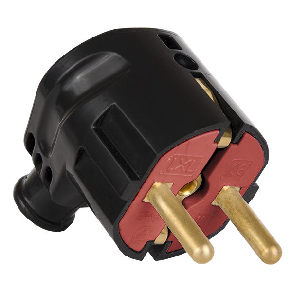 Вилка штепсельна LXL 2230BLP iз заземленням кутова Чорний (27848714)