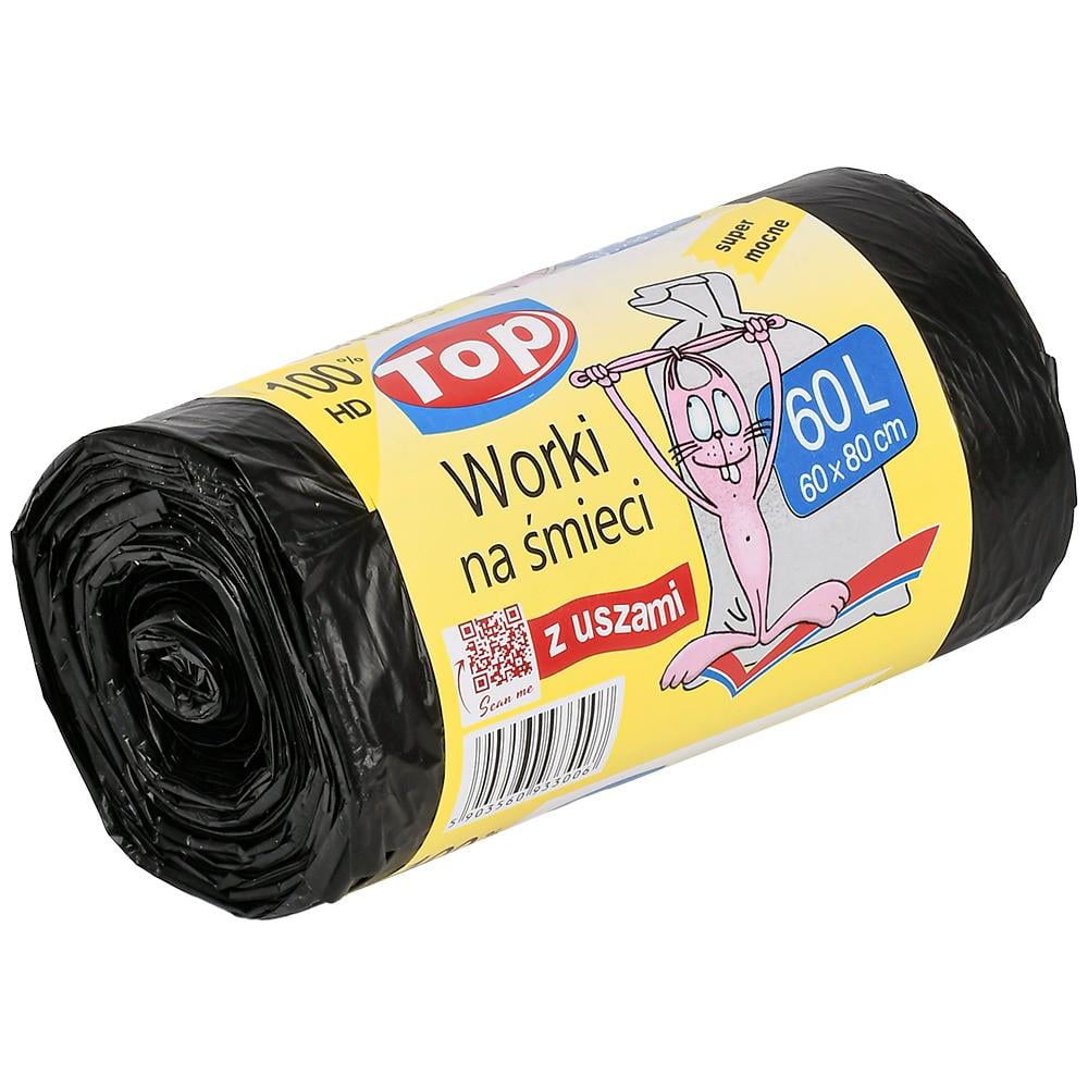 Пакети для сміття з ручками Top Pack TP4-205-3 поліетиленові 60 л 60х80 см 100 шт. Чорний (78d26f33)