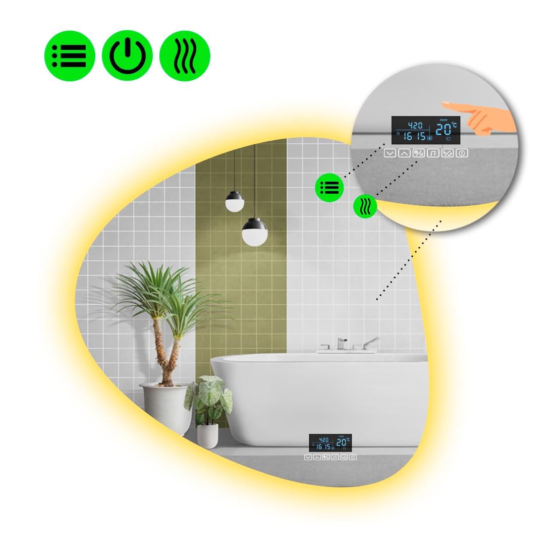 Зеркало с LED подсветкой Nuvola 2 с Smart-блоком и подогревом 120x120 см (8994651)