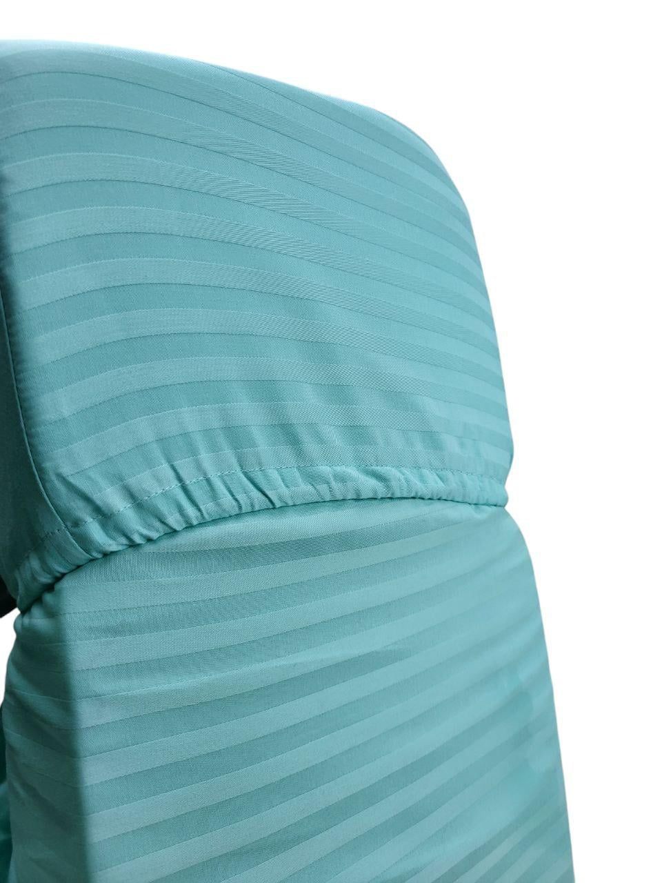 Простынь на кровать с резинкой из сатина страйп 160х200 см Лазурный (1508)