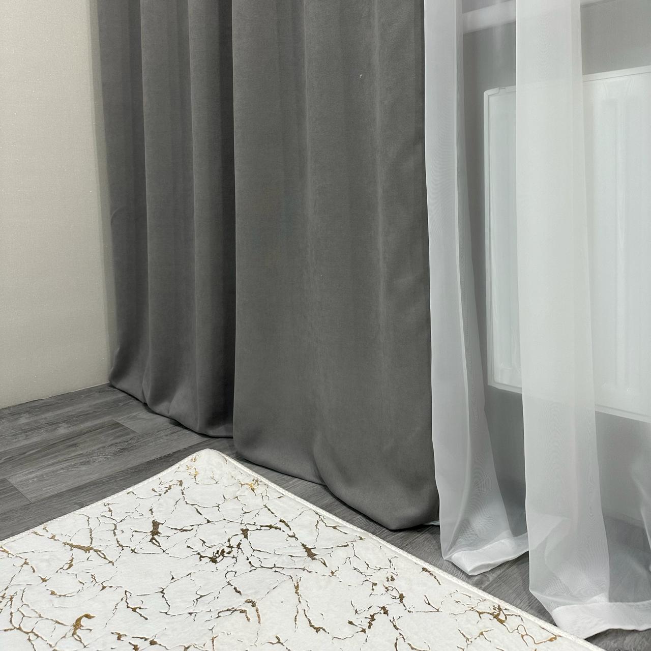 Комплект штор микровелюр 2 шт. 1,5х2,7 м готовые на шторной тесьме 6 см Светло-серый (petek-V163) - фото 7 Комплект штор микровелюр 2 шт. 1,5х2,7 м готовые на шторной тесьме 6 см Светло-серый (petek-V163) - фото 7