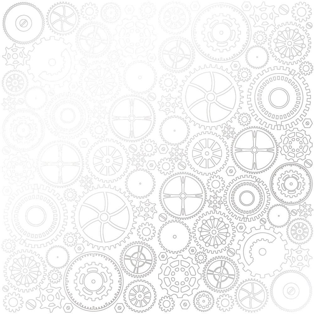 Лист паперу односторонній Silver Gears зі срібним тисненням 30,5х30,5 см White