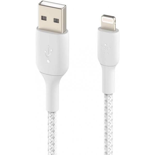 Belkin Кабель Belkin USB-A-Lightning, BRAIDED, 1m, white (CAA002BT1MWH) - фото 3