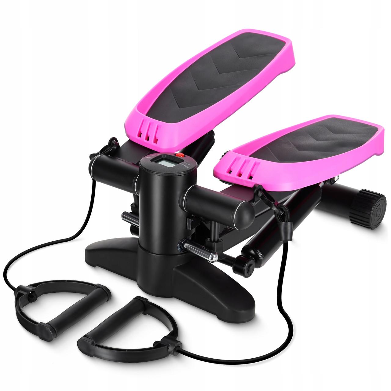 Степер міні 4fizjo Evo з еспандерами Black/Pink (P-5905973403870)
