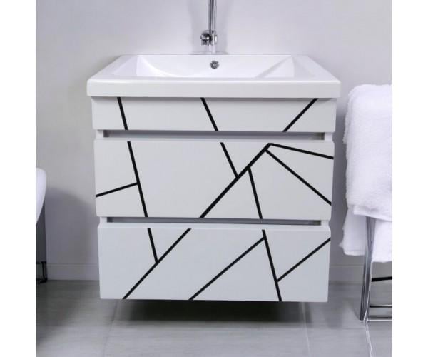 Тумба подвесная для ванной комнаты пластиковая Mikola-M Atlant Chaos 80 см White/Black (2383)