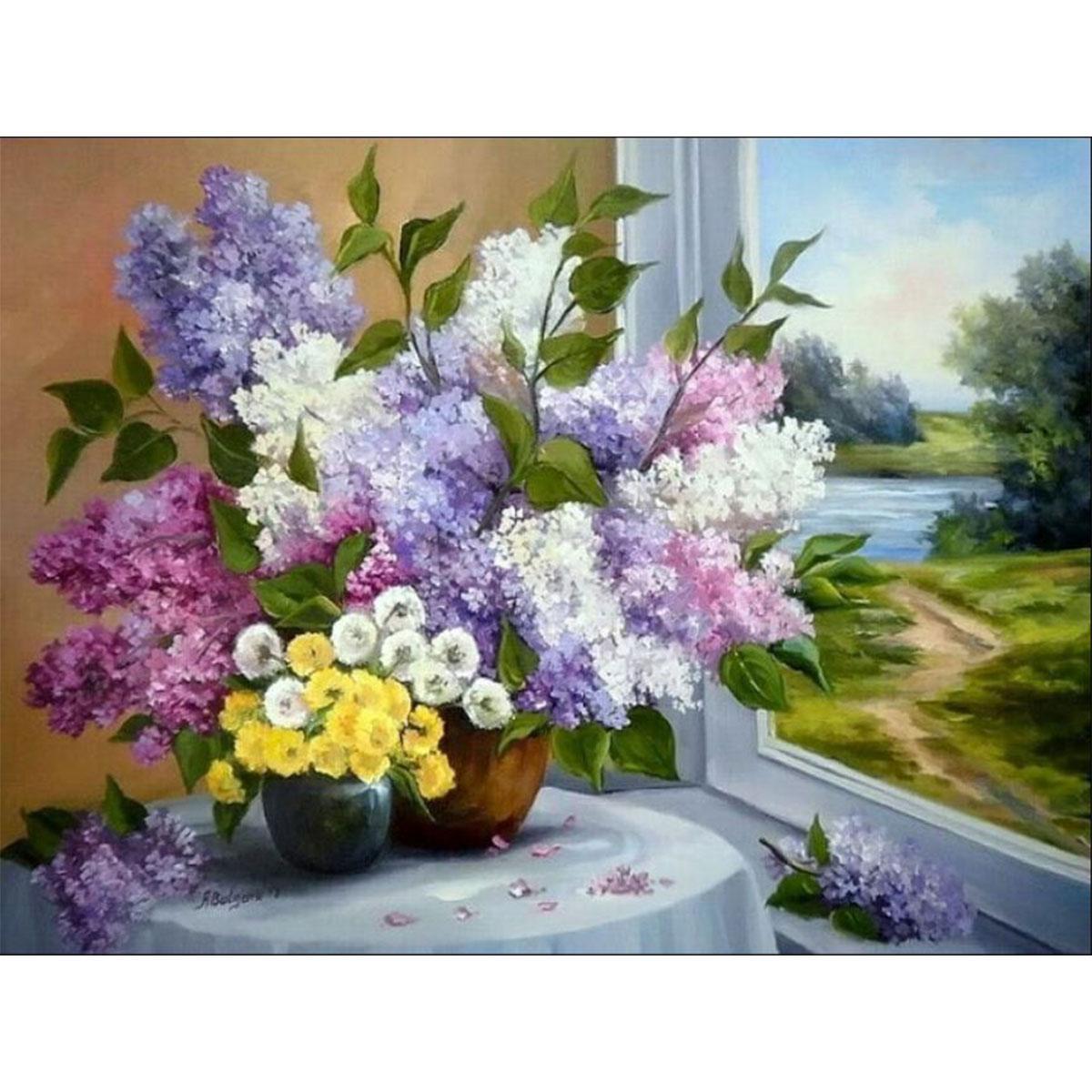 Алмазная мозаика Santi Сирень у окна 30x40 см (954082)