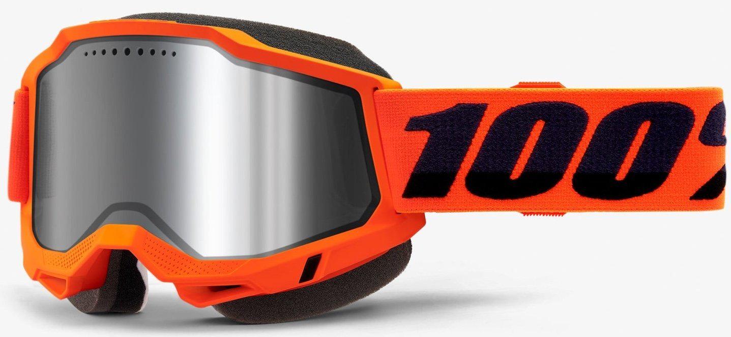 Мотоокуляри 100% ACCURI 2 Snowmobile Goggle Neon Orange/Dual Mirror Silver Lens (39549)
