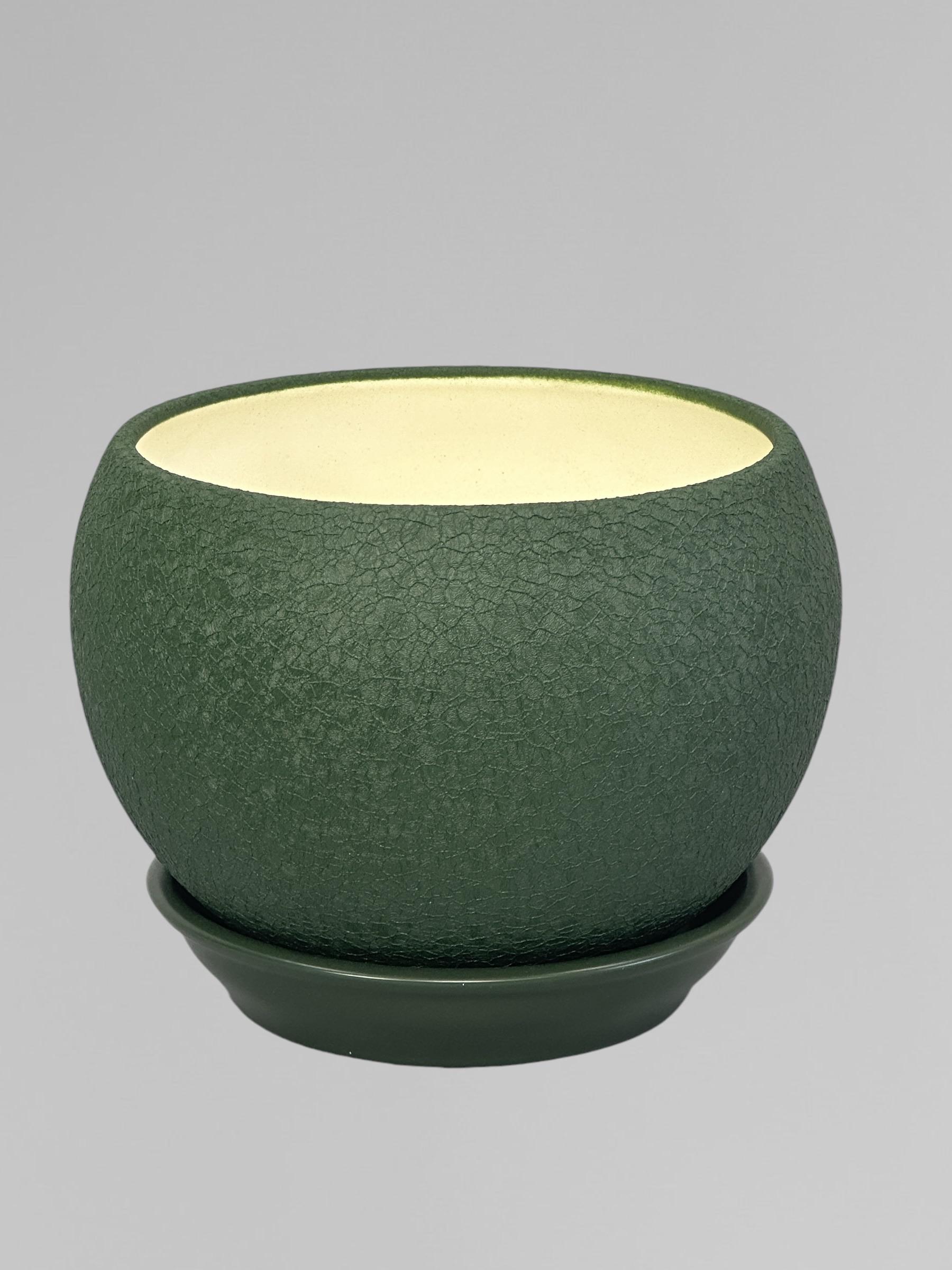 Горщик для квітів керамічний Куля шовк 1,4 л Зелений (Г01019) - фото 2 Горщик для квітів керамічний Куля шовк 1,4 л Зелений (Г01019) - фото 2