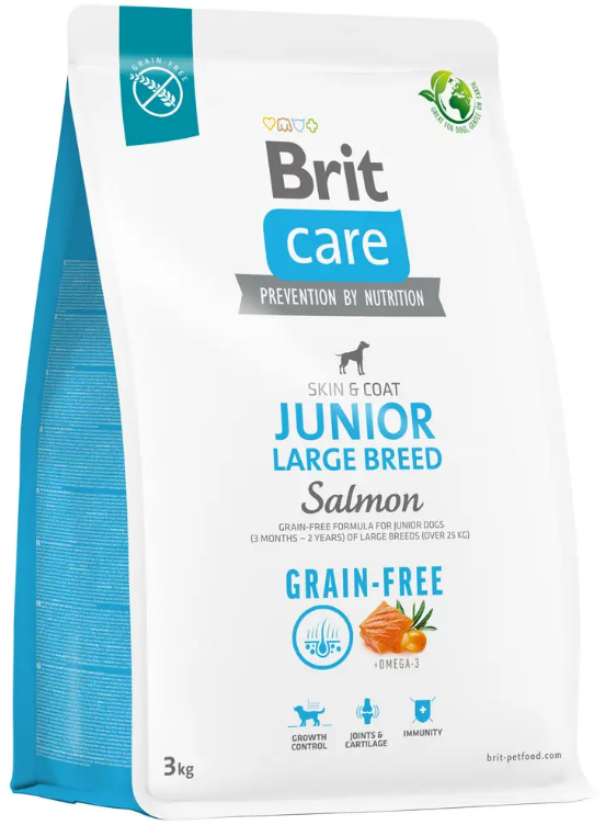 Корм беззерновой для щенков больших Brit Care Dog Grain-free Junior Large Breed с лососем всех пород 3 кг (1821030998) - фото 1