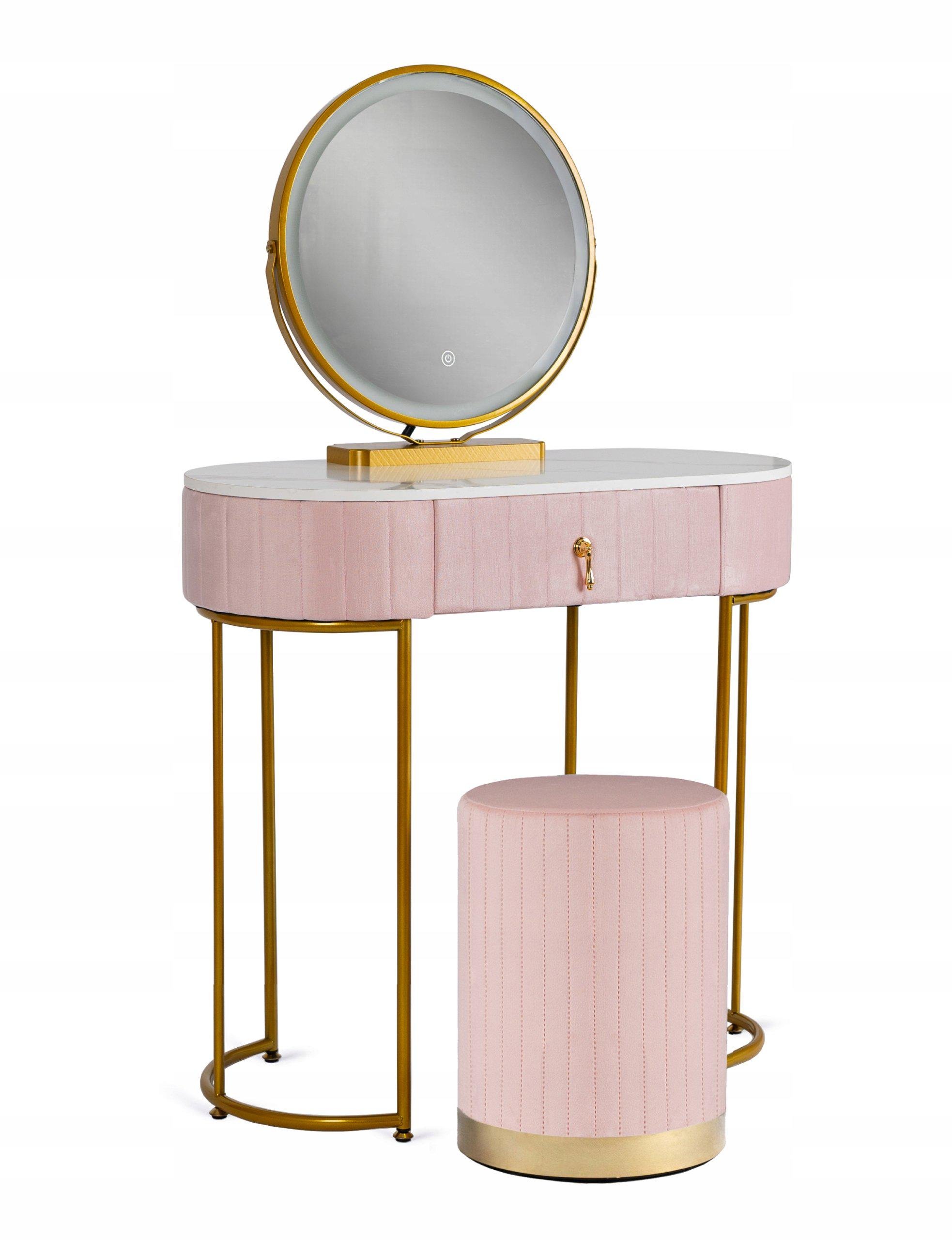 Туалетный стол c пуфом Mebel Elit ASHLEY MINI Marmur Розовый (ME.ASHLEYMINI/R/ZL/B) Туалетный стол c пуфом Mebel Elit ASHLEY MINI Marmur Розовый (ME.ASHLEYMINI/R/ZL/B)