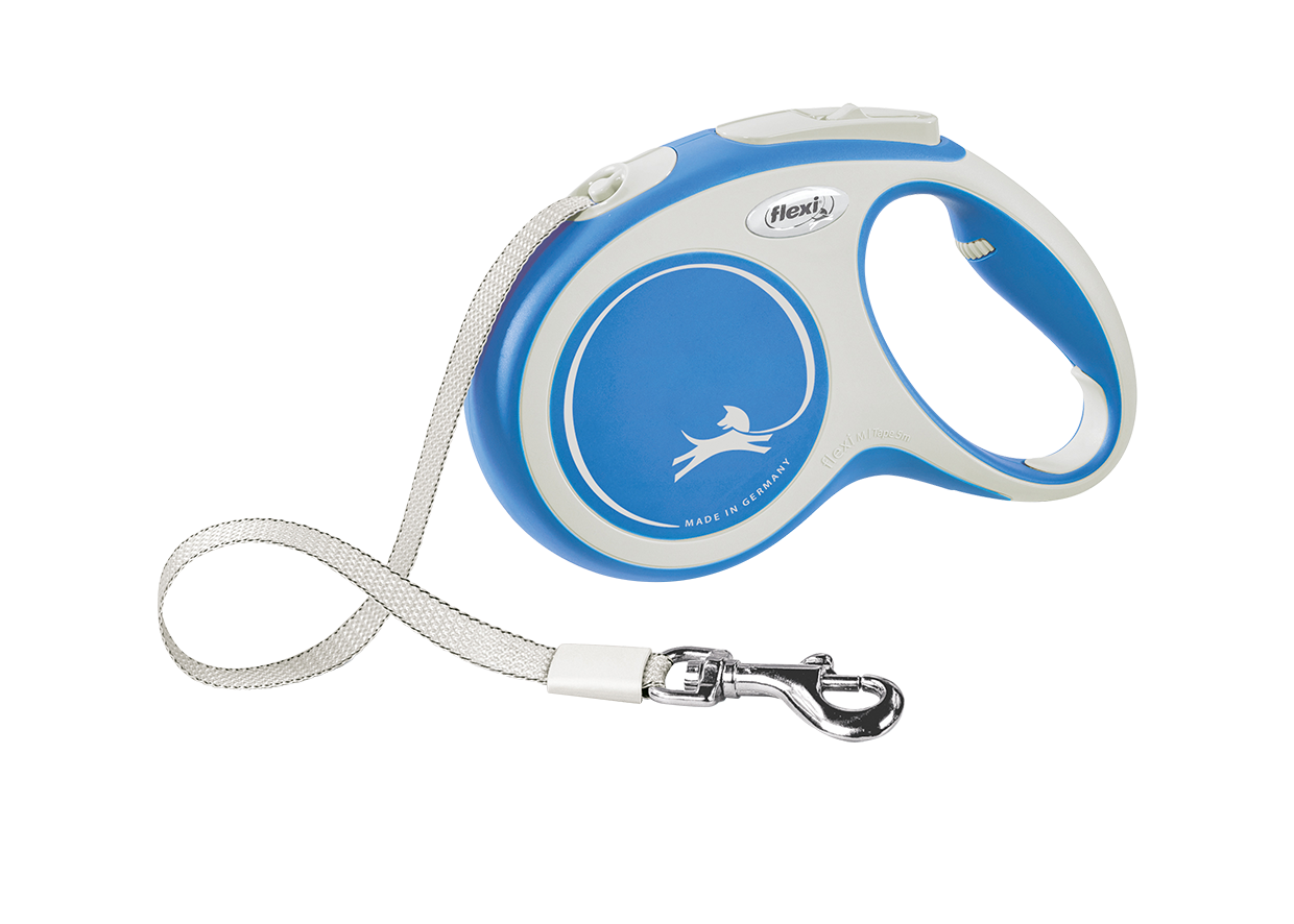 Поводок-рулетка для собак Flexi New Comfort М лента 5 м до 25 кг Синий
