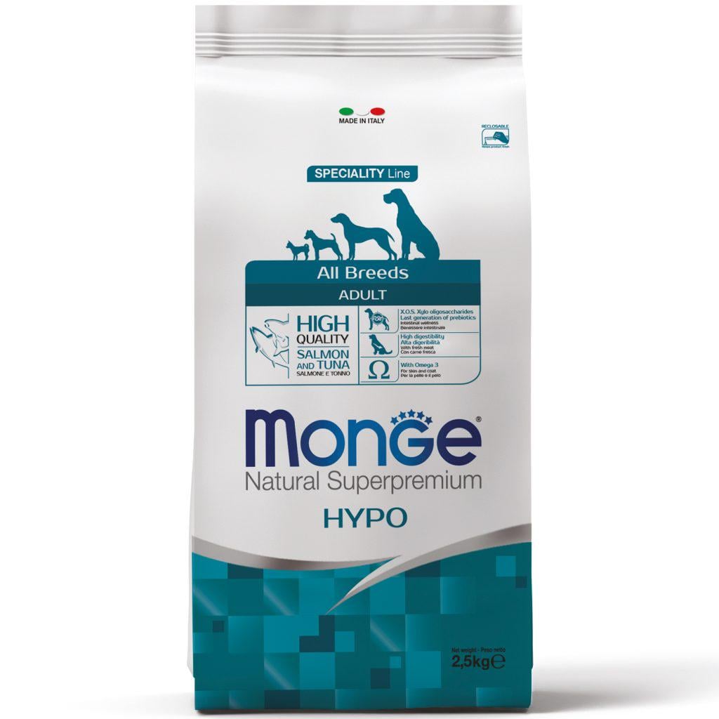 Корм сухий Monge Dog All breeds Hypoallergenic для дорослих собак усіх порід з лососем та тунцем 15 кг
