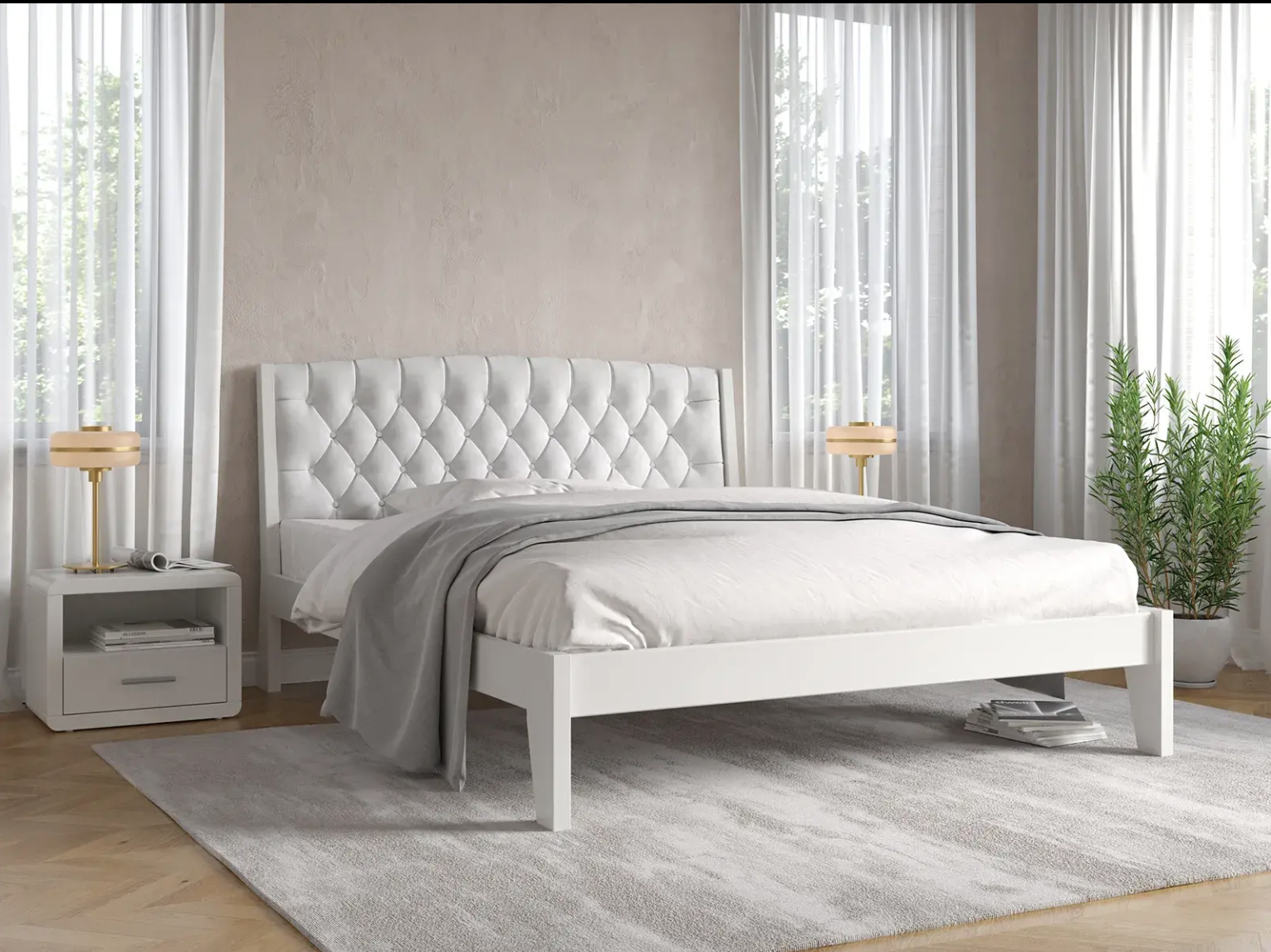 Ліжко двоспальне Arbor Drev Алекс 160x200 см велюр лагуна Білий (0111) - фото 2 Ліжко двоспальне Arbor Drev Алекс 160x200 см велюр лагуна Білий (0111) - фото 2