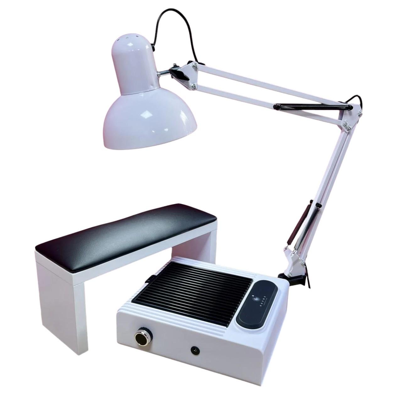 Маникюрный набор BUCOS 3в1 лампа/подлокотник/вытяжка Белый/Черный (2003921292)