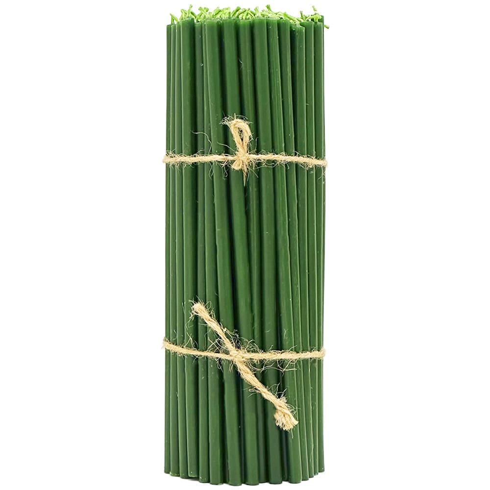 Свечи восковые 75% №40 1 кг 24 см 100 шт. Зеленый (040сз1)