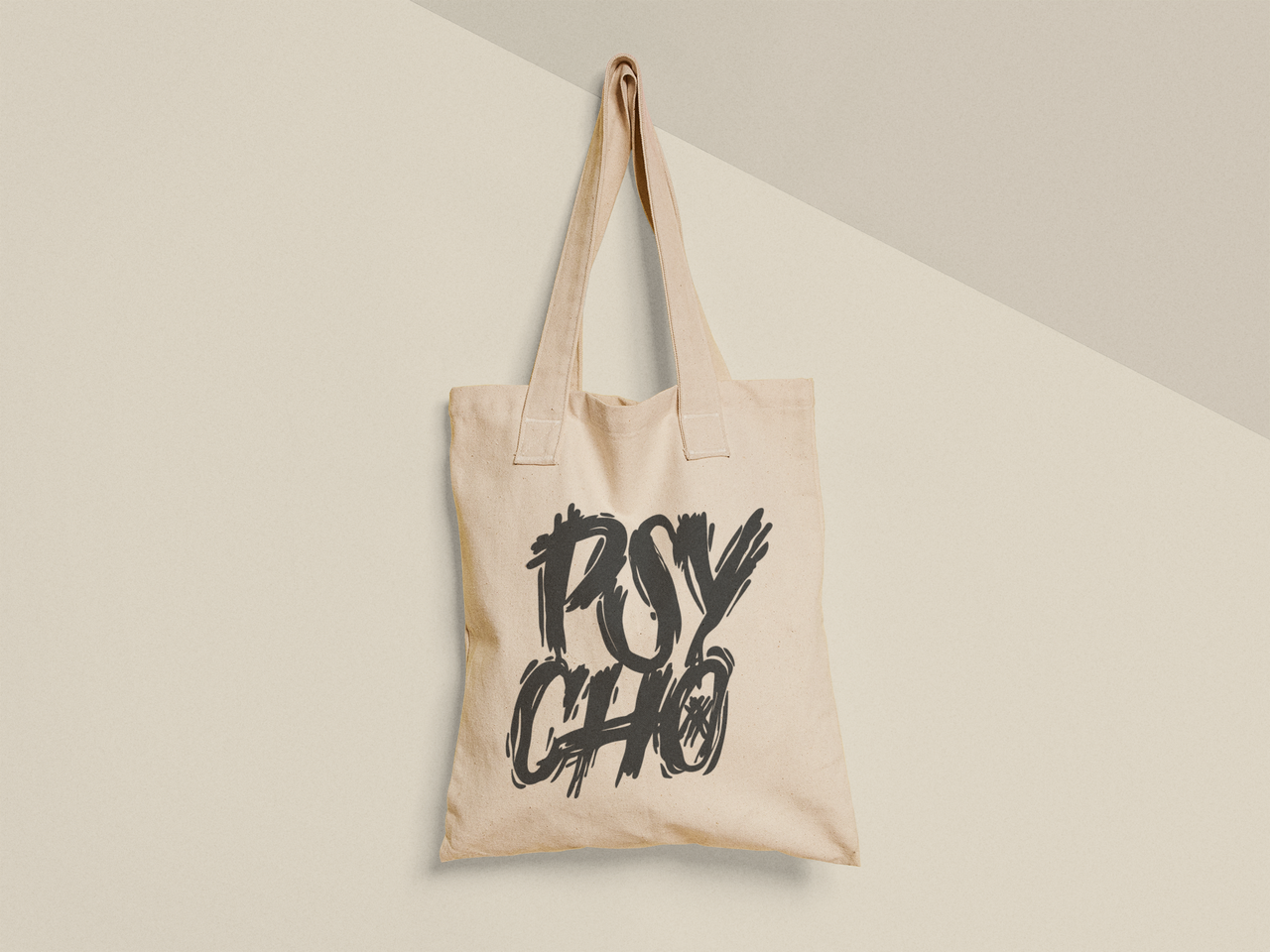 Эко-сумка шоппер с принтом "Psycho" 38х40 см Бежевый (ПН431-Т) Эко-сумка шоппер с принтом "Psycho" 38х40 см Бежевый (ПН431-Т)