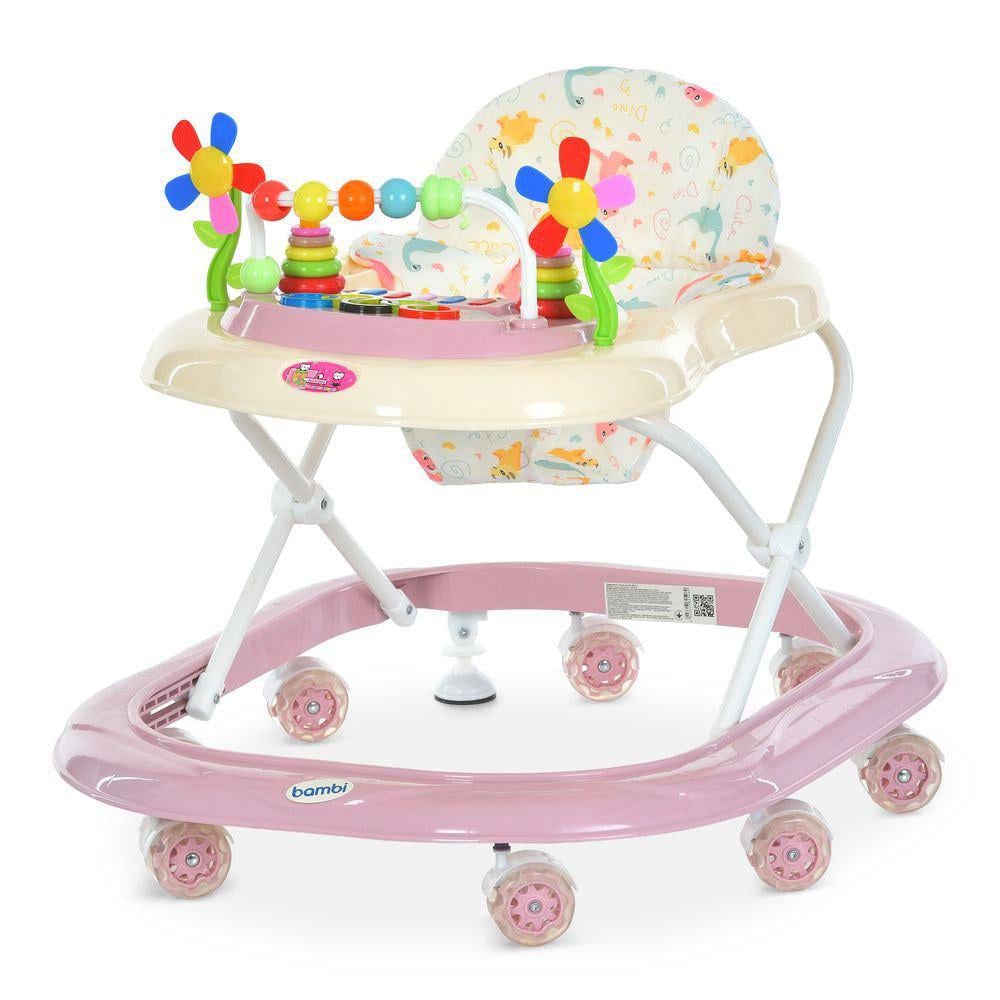 Ходунки Bambi M 3619-2-05 музыкальная панель/свет/регулировка высоты/восемь колес Розовый (32173041)