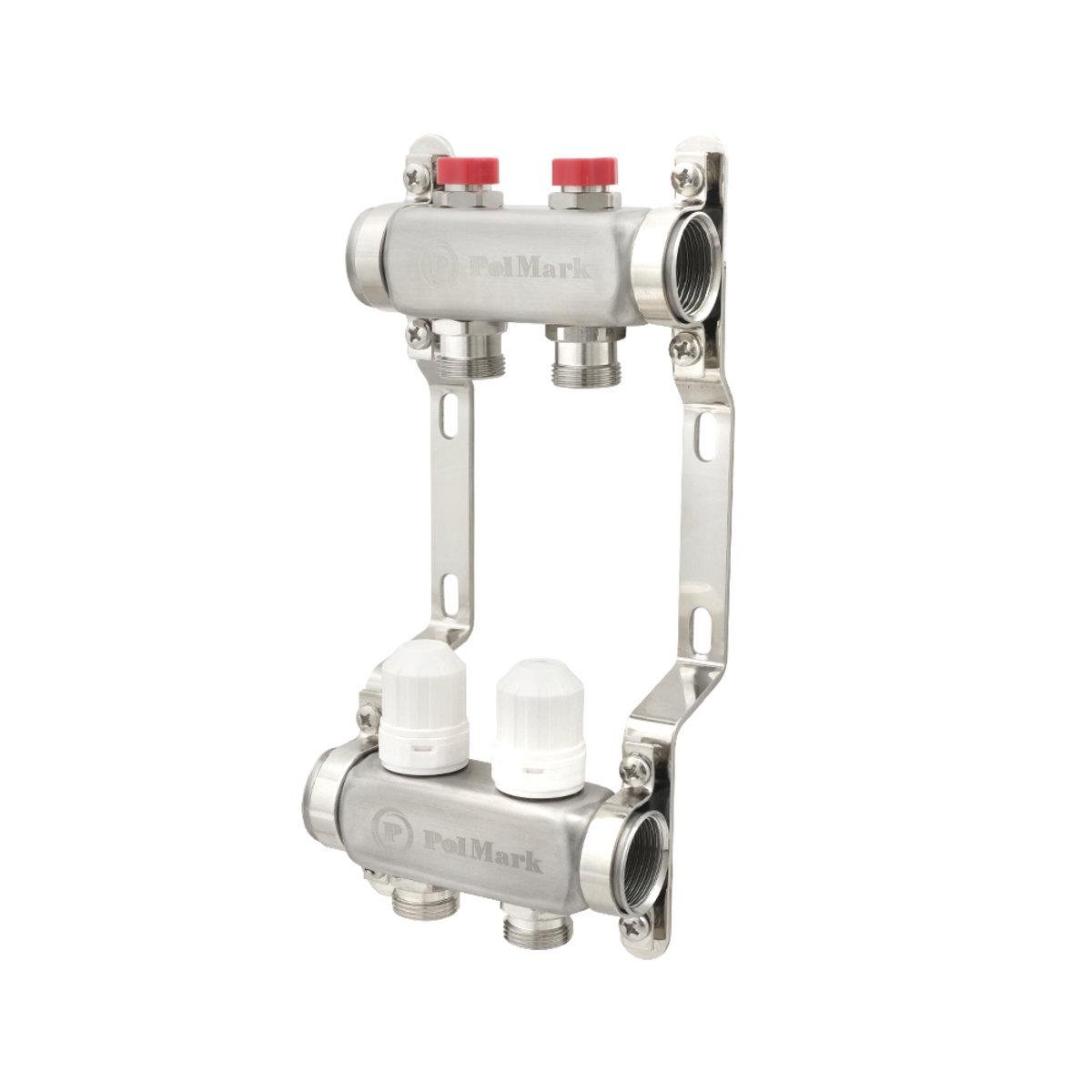 Коллектор Polmark 1x3/4 2 выхода с термоклапанами без евроконусов - фото 1 Коллектор Polmark 1x3/4 2 выхода с термоклапанами без евроконусов - фото 1