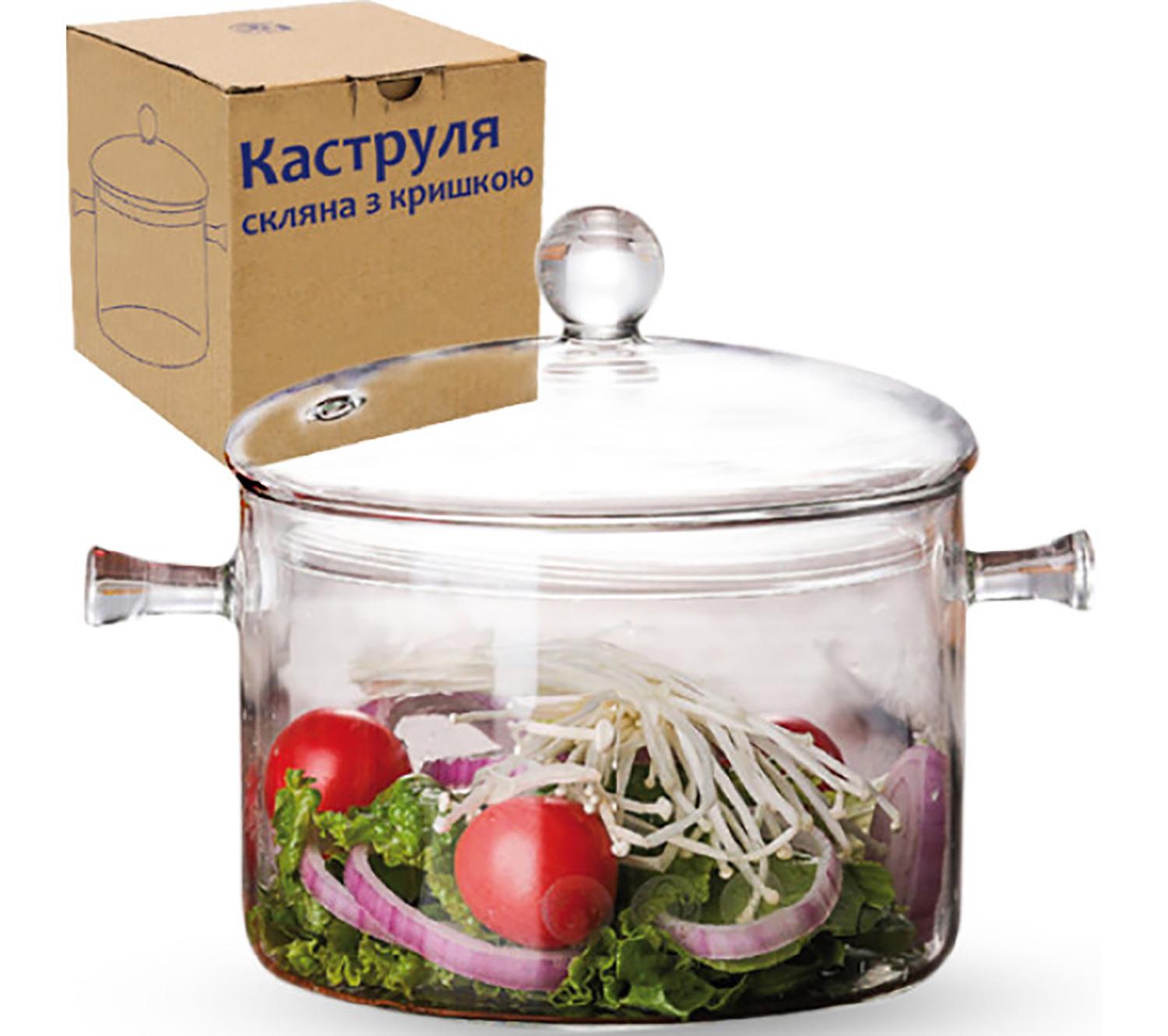 Каструля скляна з кришкою S&T кругла 1,5 л (87670)