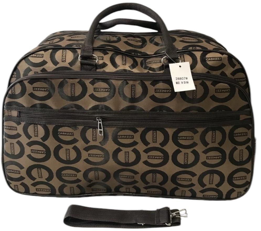 Сумка дорожная большая с длинным ремнем через плечо и боковыми карманами Коричневый (28807BB)