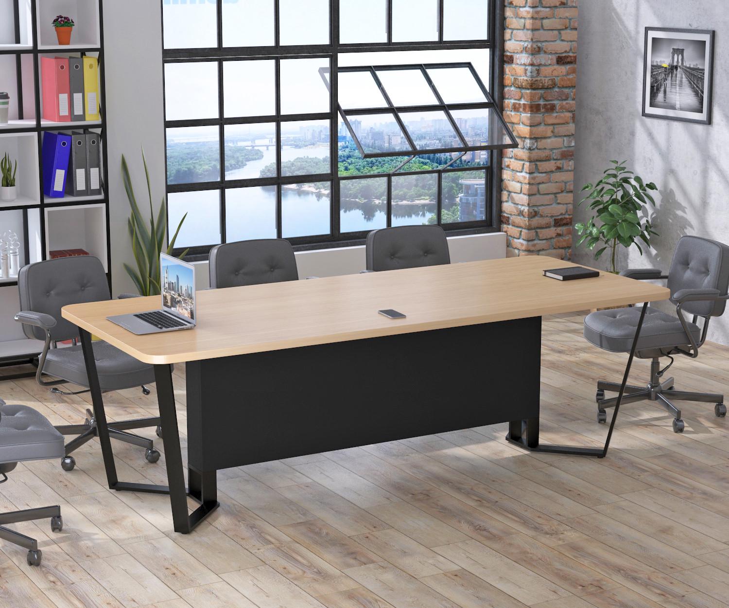 Стол для переговоров Loft Design V-240 без розеток Дуб Борас